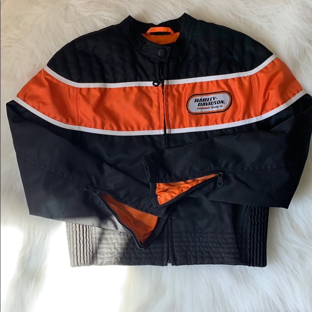 Harley-Davidson Black and Orange Women's Jacket